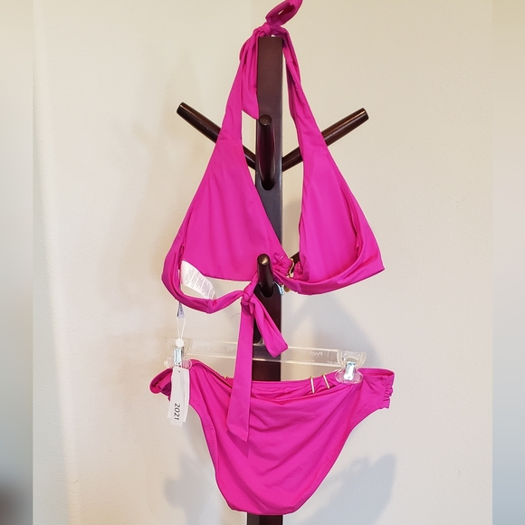 Trina Turk fuscia jewel-trim separates bikini, size 10/12 - Picture 3 of 12